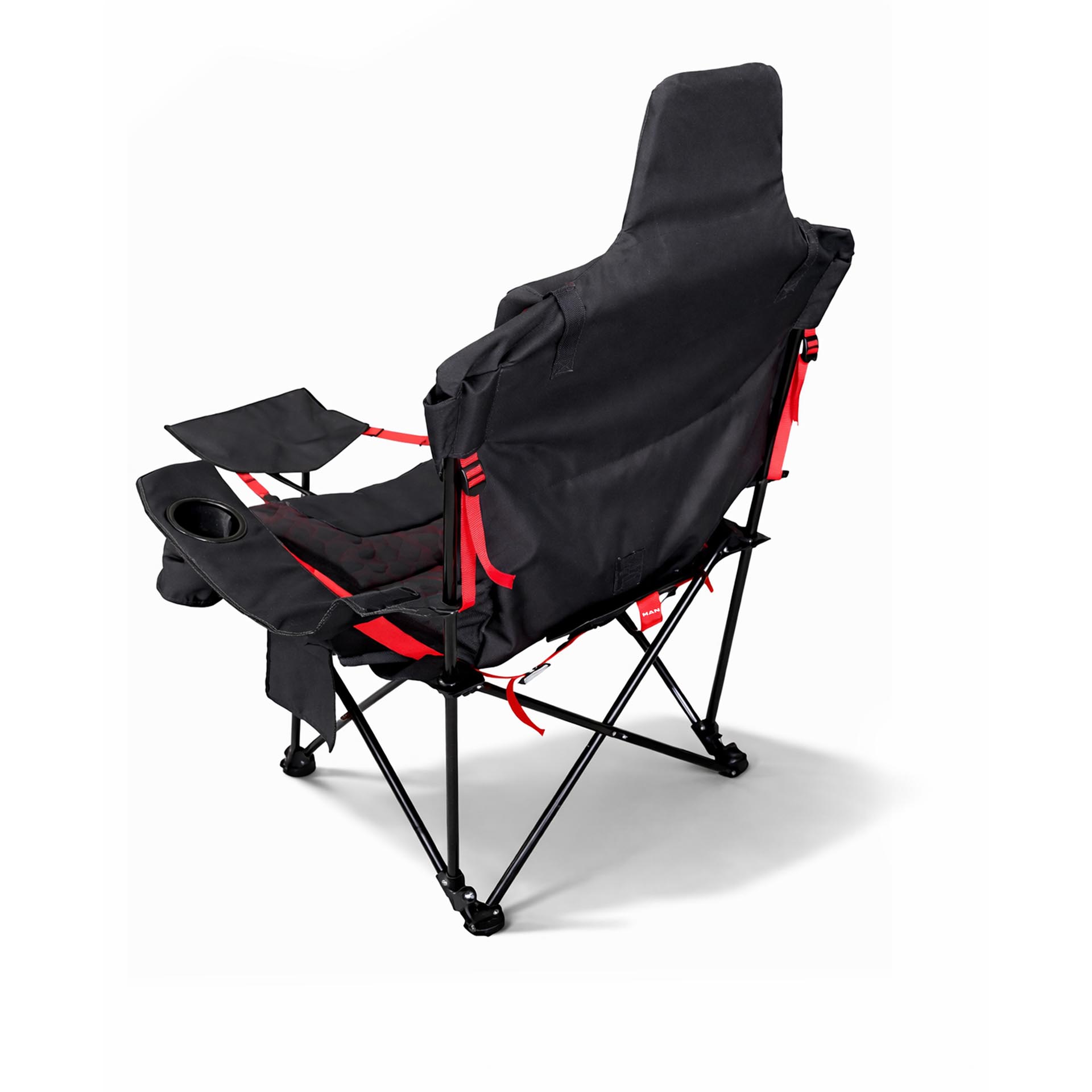 Komfort Campingstuhl mit Nackenkissen, Fußstütze und Getränkehalter, belastbar bis 150kg